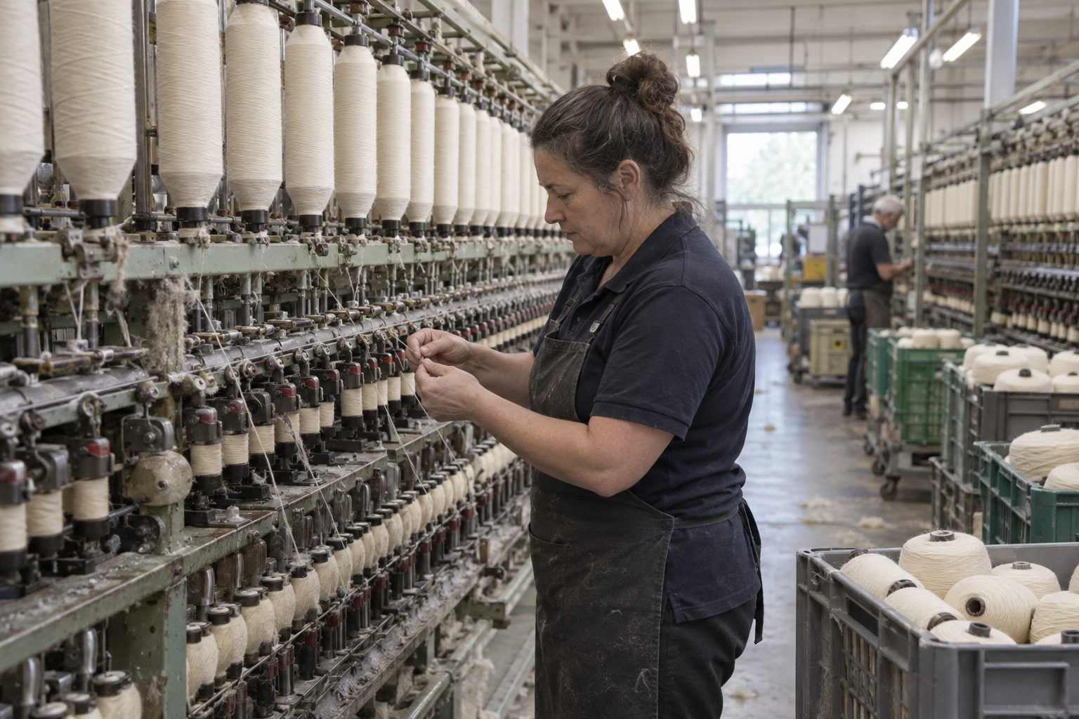 Piecing up a broken yarn end on a spinning frame